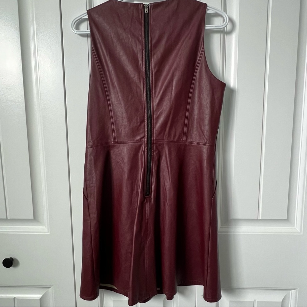Faux Leather Maroon Pink Martini Dress Size Small in excellent condition. - Picture 3 of 5